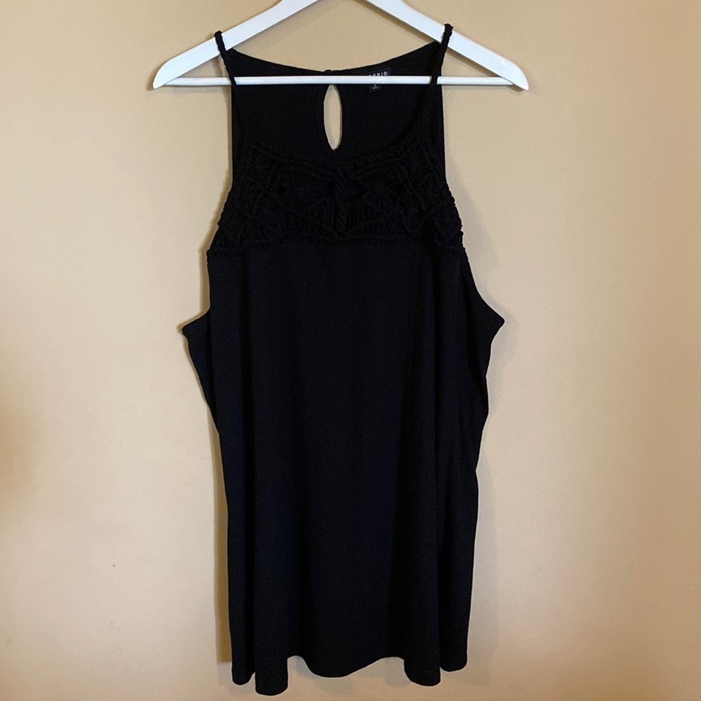Torrid crochet Women’s tank top mini dress Black Size 4X Sleeveless Boho